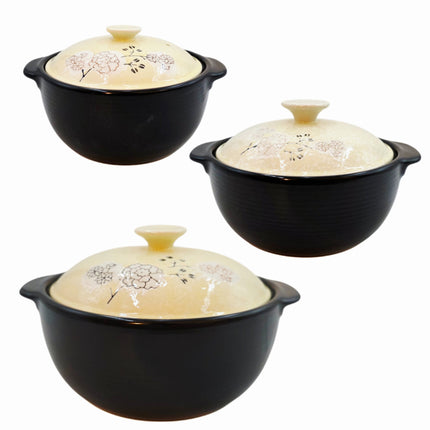 Korean Floral Earthenware Ceramic Stew Pot (3 Sizes) Heat-Resistant – Made in Korea