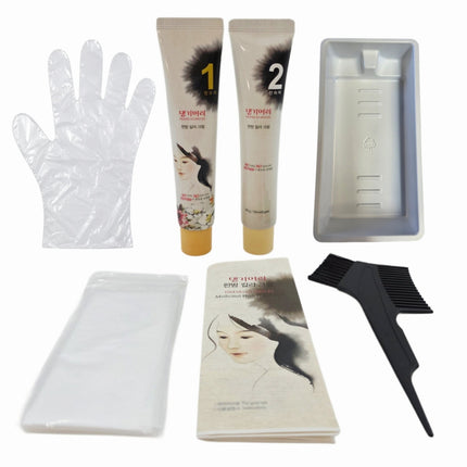 Daeng Gi Meo Ri Medicinal Herb Hair Color Cream Set (5 Colors) - Gray Hair Coverage Kit with Brush, Gloves & Accessories - Hair Dye Set - Made in Korea