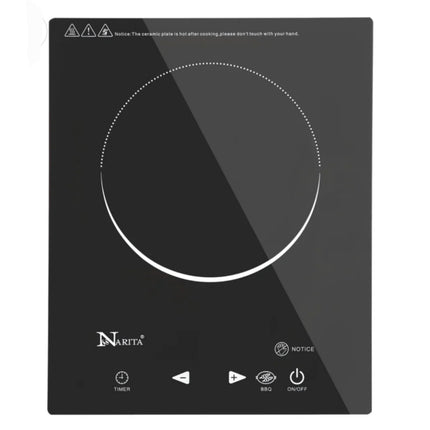 Narita Radiant Cooktop Electric Hot Plate - 1500W Ceramic Glass Countertop Burner - Touch Control - ETL Listed