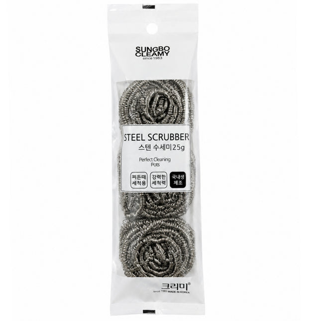 Sungbo Cleamy STS 430 Stainless Steel Scrubbers - 25g - 3 Pack - Made in Korea