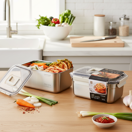 LocknLock Breathable Stainless Steel Kimchi Storage Container (3.0L) – Made in Korea