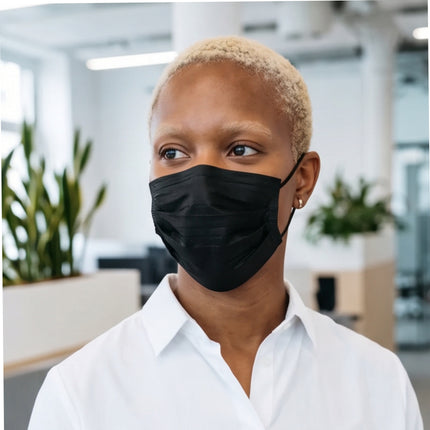 Disposable 3-Ply Protective Face Mask with Elastic Ear Loops – Adult Size (17.5 x 9.5 cm) – 50 Pack