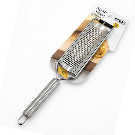 Kaizen Stainless Steel Cheese Grater with Protective Cover - 11.5" Long - Handheld Kitchen Grater for Cheese, Garlic, Ginger & Vegetables