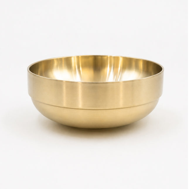 Traditional Korean Gold Titanium-Coated Stainless Steel Naengmyeon Noodle Bowl 8.7" (22 cm) – Double-Wall Vacuum Insulated
