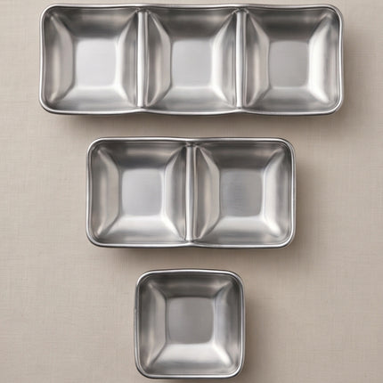 Stackable Stainless Steel Condiment Sauce Dish – 1, 2 & 3 Section Dipping Sauce Tray (3 Size Options)