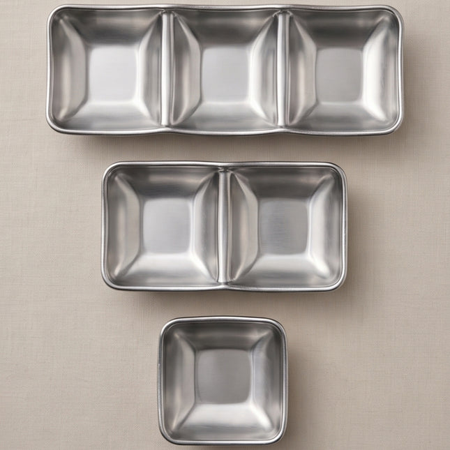 Stackable Stainless Steel Condiment Sauce Dish – 1, 2 & 3 Section Dipping Sauce Tray (3 Size Options)
