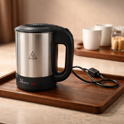 Narita Travel Electric Kettle (0.5L) – Dual Voltage 120V/240V – 1000W – Stainless Steel