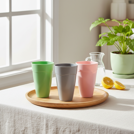 Pastel Party Cups (“XL”) - Set of 3 pcs - Durable plastic - Made in Korea
