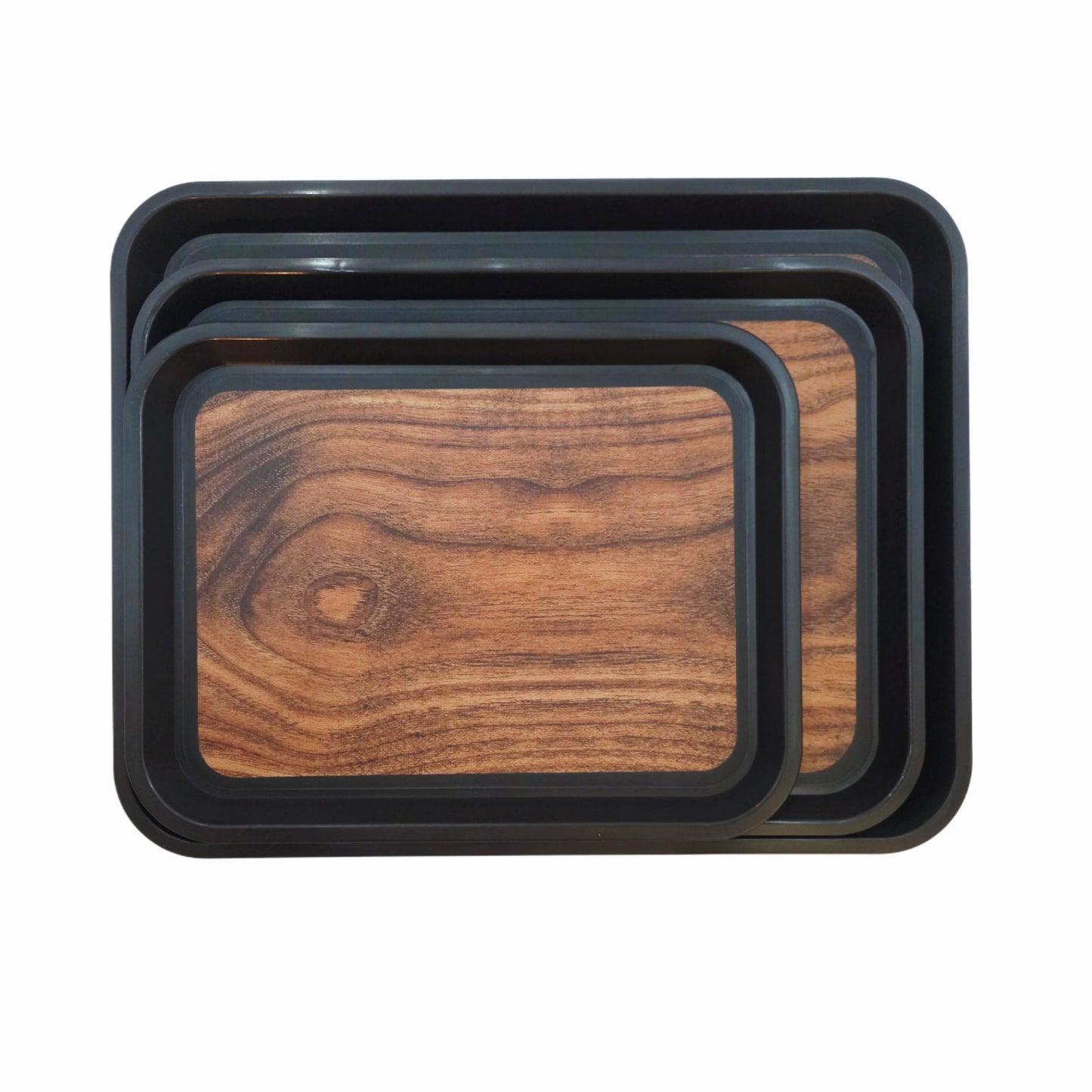 Durable Non-Slip Serving Trays (Large Sizes) - Wood Design - Grip Lined - 3 Sizes (Small, Medium, Large)