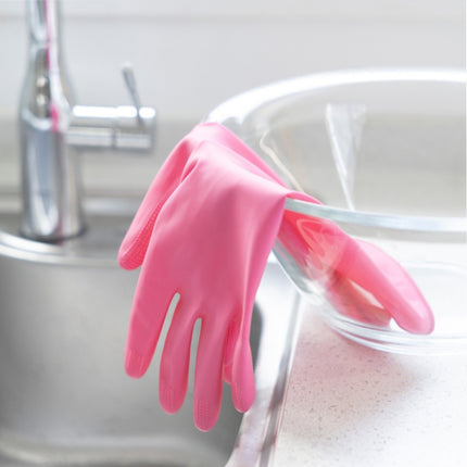 Myungjin MYMY Latex Rubber Dishwashing & Cleaning Gloves (1 Pair) - Medium (M) - Made in Sri Lanka