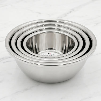 KOCO Premium Stainless Steel Mixing & Prep Bowl – 4 Sizes (20 cm, 24 cm, 28 cm, or 32 cm) / (7.9", 9.4", 11.0", or 12.6")