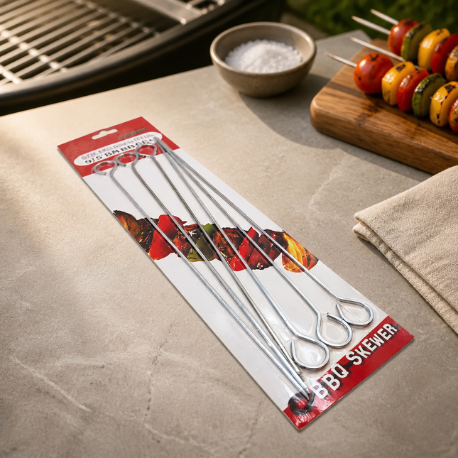KAIZEN Stainless Steel BBQ Skewers – 11.75" (29.8 cm) – 6-Piece Set