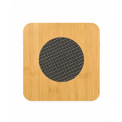 Square Bamboo Trivet with Woven Metal Center & Non-Slip Feet – 6.7" x 6.7" (17 x 17 cm) - Hot Pot Mat