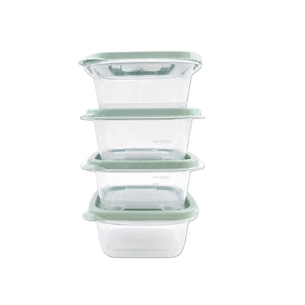NEO Easy Cap Square Food Storage Container Set - 250 mL (8.5 oz) x 4 Pack - BPA Free - Microwave-Safe- Made in Korea