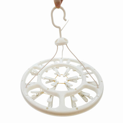 Round Small Hanging Laundry Drying Rack with 18 Clips – 14.5" Diameter