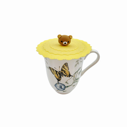 Home Art Silicone "Fashion" Cup Lids w/Cute Animal & Fruit Handles – Reusable Mug Covers (4 Colors)