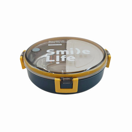 Stainless Steel Round Lunch Box (3 Colors: Blue/Yellow, Mint Green, Blush Pink) – 2-Tier – 920ml Leak-Lock Container