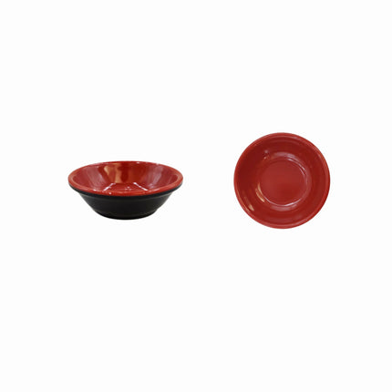 Red & Black Mini Melamine Condiment Dish – Ginger, Wasabi & Sauce Dish, 2.75"