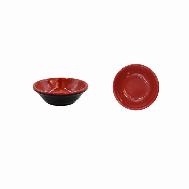 Red & Black Mini Melamine Condiment Dish – Ginger, Wasabi & Sauce Dish, 2.75"