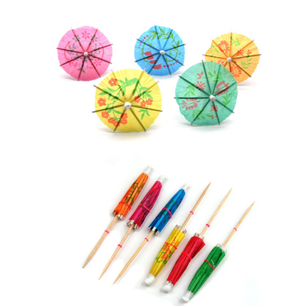 Decorative Paper Cocktail Umbrella Toothpicks W/ Storage Case – Assorted Colors (30 Pack)