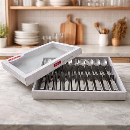 Kitsm Korean Stainless Steel Spoon & Chopsticks Set (10 Person Set) - Classic Plain Design - Made in Korea