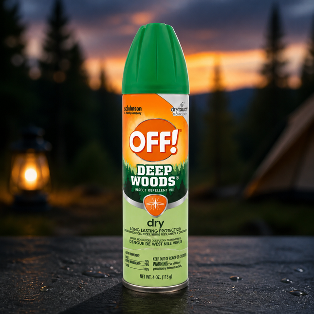 OFF! Deep Woods Dry Insect Repellent Spray, 4 oz (113g) - 25% DEET Mosquito & Tick Protection