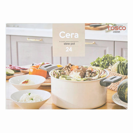 Tosco IH "Highborn" Premium Nonstick Ceramic 9.5" (24 cm) Stew Pot by Cera – Induction, Gas, Electric, Halogen & Hot Plate Ready – Made in Korea
