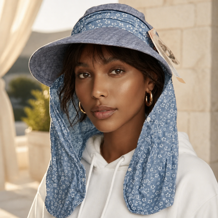 Hi-Lin Convertible Sun Cap & Visor – 3-Way Wide Brim Sun Hat with Removable Face & Neck Shield, Adjustable Fit (4 Colors)
