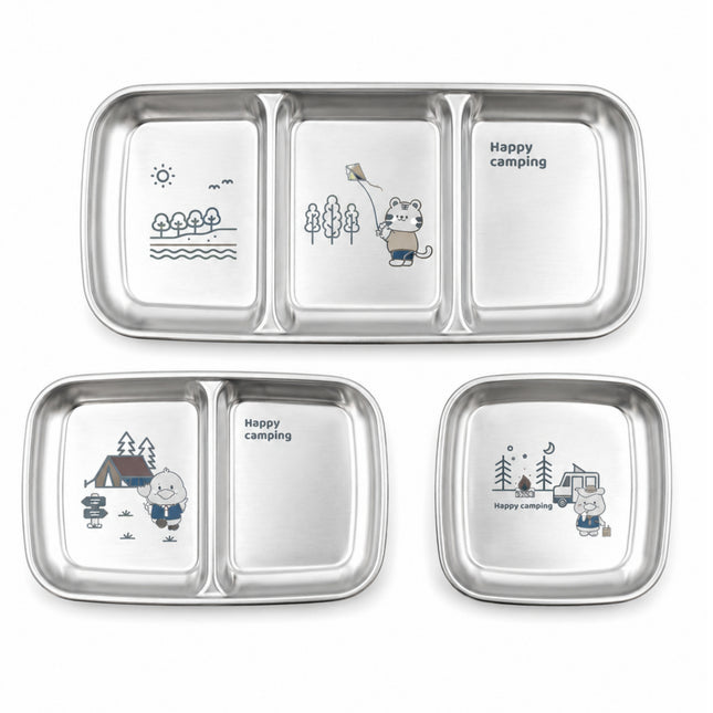 Happy Camping SUS304 Stainless Steel Sauce, Snack & Side Dish Tray (1, 2 or 3 Section)