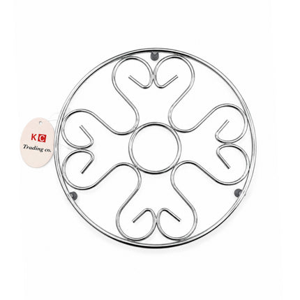 Stainless Steel Round Trivet with Non-Slip Feet – 8" Diameter - Hot Pat Mat