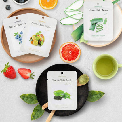 FOODAHOLIC Korean Facial Skincare Sheet Masks (10-Pack) - "Nature Skin Mask" - 16 Types - Made in Korea