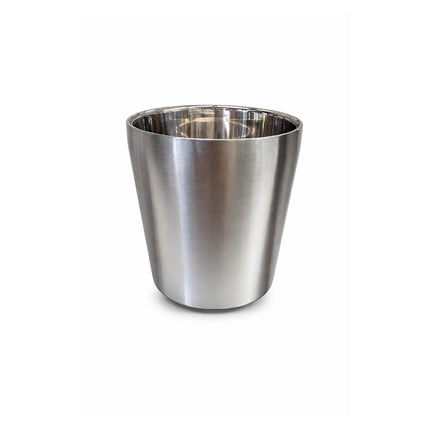 Queen Sense Double-Walled Stainless Steel Water Cup - Small 2.75 x 2.75 in (7 x 7 cm) - Brushed Stainless Steel Exterior with Polished Stainless Steel Interior