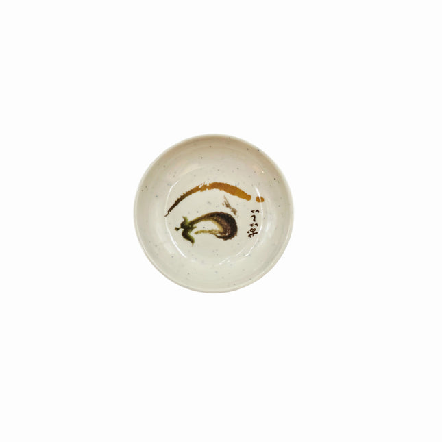 Traditional Eggplant Motif Melamine Sauce Dish - 2 Sizes - Made in Taiwan