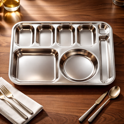Stainless Steel Food Tray (8-partition)