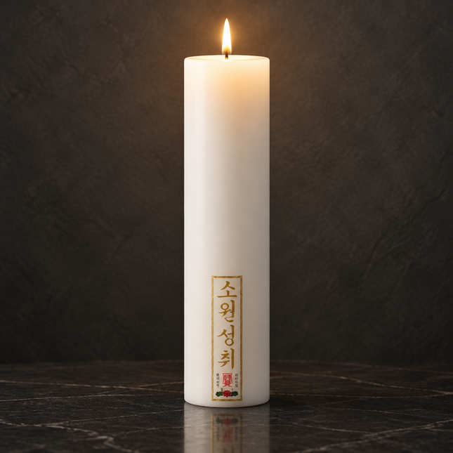 Extra Large White Pillar Candle - "Wish Fulfillment" - Made in Korea