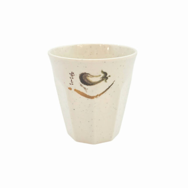 Traditional Eggplant Motif Melamine Cup - 9-Sided Polygon - Made in Taiwan