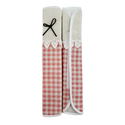 Refrigerator Handle Covers Large (2 pcs - Cute Plaid Ribbon Design) - Washable Cloth, Velcro Straps - Seat Belt Cover - 3 Colors