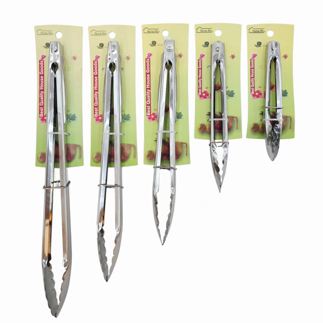 Home Art Stainless Steel Buffet & BBQ Tongs (5 Sizes) – 7”, 8.5”, 12”, 14”, 16”