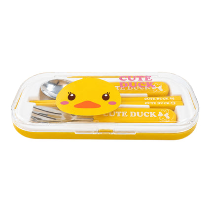 Kaizen Kids Spoon Fork Chopstick Set with Case (2 Colors) - Children's Travel Utensil Set