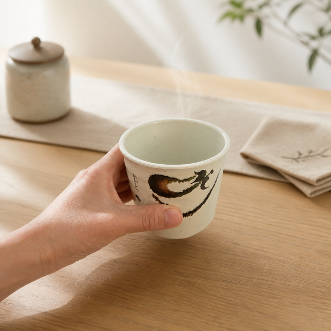 Traditional Eggplant Motif Ribbed Melamine Tea Cup - 3.5" - Made in Taiwan