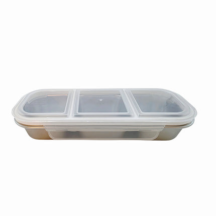 SUS304 Stainless Steel Divided Food Container with 4-Way Locking Lid (3 Options)