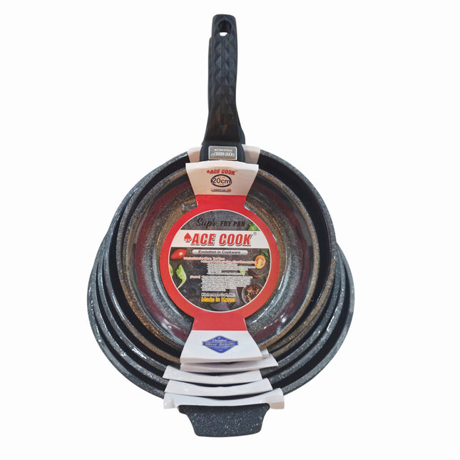 Ace Cook “Supr” 5-Layer Nano Marble Nonstick Frying Pans (6 Sizes) – Made in Korea