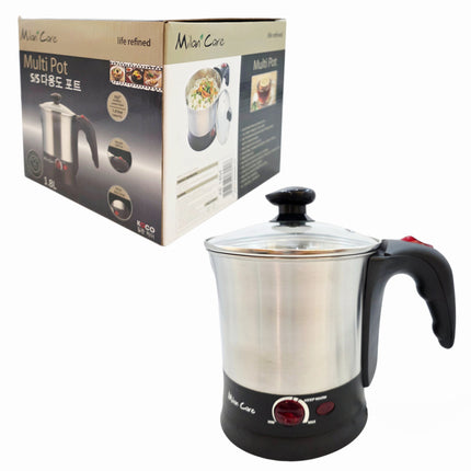 Milan Care Stainless Steel Electric Multi Pot (1.8L) – Adjustable Temperature Ramen Cooker with 360° Power Base - Multi Cooker