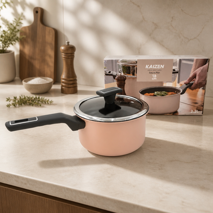 Tosco IH "Highborn" Premium Nonstick Ceramic 7" (18 cm) Sauce Pan by Kaizen – Induction, Gas, Electric, Halogen & Hot Plate Ready – Made in Korea