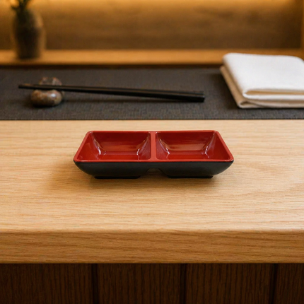 Red & Black Melamine Sauce Dish and Serving Plate Series - 5 Styles