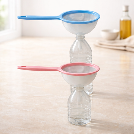 Wide-Mouth Color Plastic Funnel with Long Handle - 2 Colors (Blue & Pink)