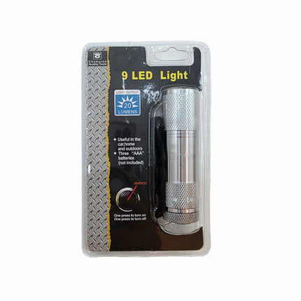 Compact 9-LED Portable Flashlight (20 Lumens) - Battery Operated (3 x AAA - Not included)