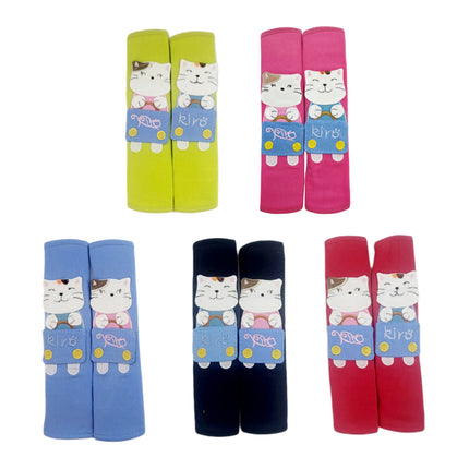 Refrigerator Handle/Seat Belt Covers Small (2 pcs - Cute Cat Design) - Washable Cloth, Velcro Straps