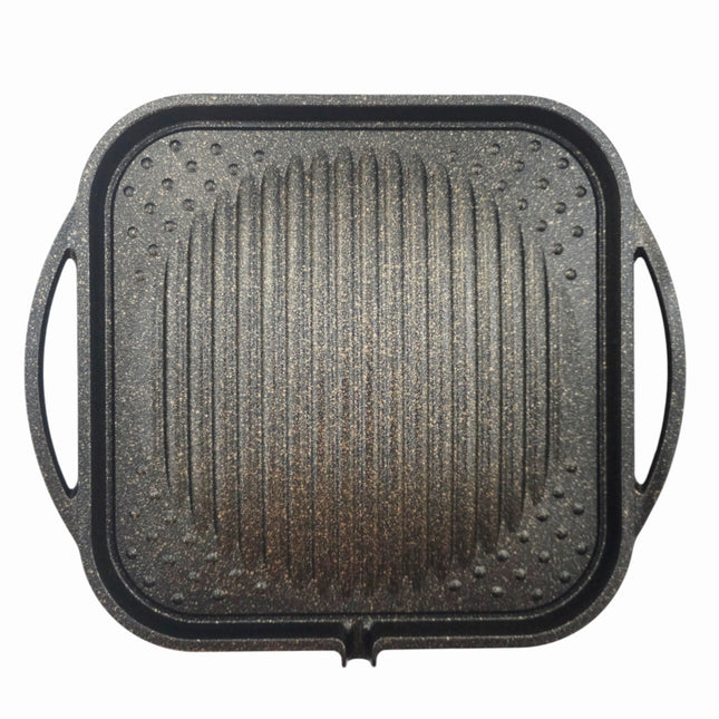 Kitchen Flower Cerastone Gold Marble Korean Grill Pan 30 x 30cm (11.8" x 11.8") - 4-Layer Nonstick Coating - Made in Korea
