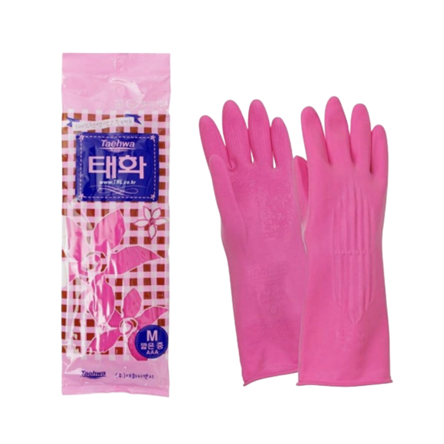 Taehwa "Medium-Short" Rubber Latex Dishwashing Gloves - Made in Korea